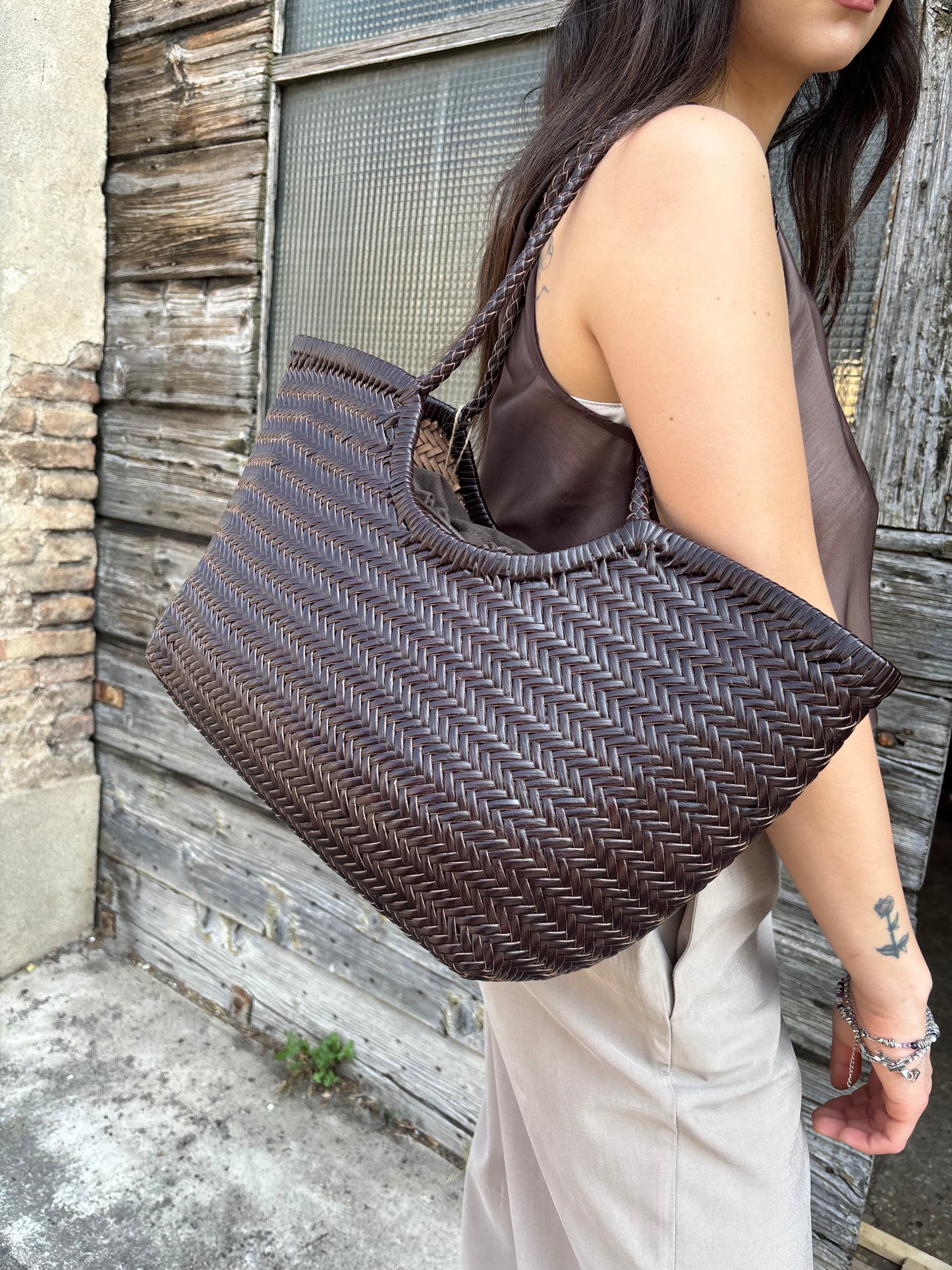 SHOPPER PELLE CIOCCOLATO